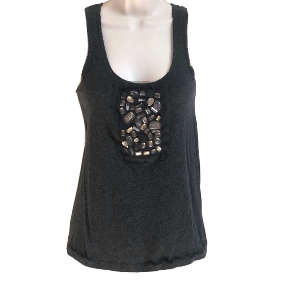 J. Crew jeweled charcoal camisole tank top… - Picture 1 of 9